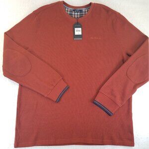 Ben Sherman Long Sleeve Pullover Top Shirt READ Rust Mens SIZE XXL 2XL Waffle
